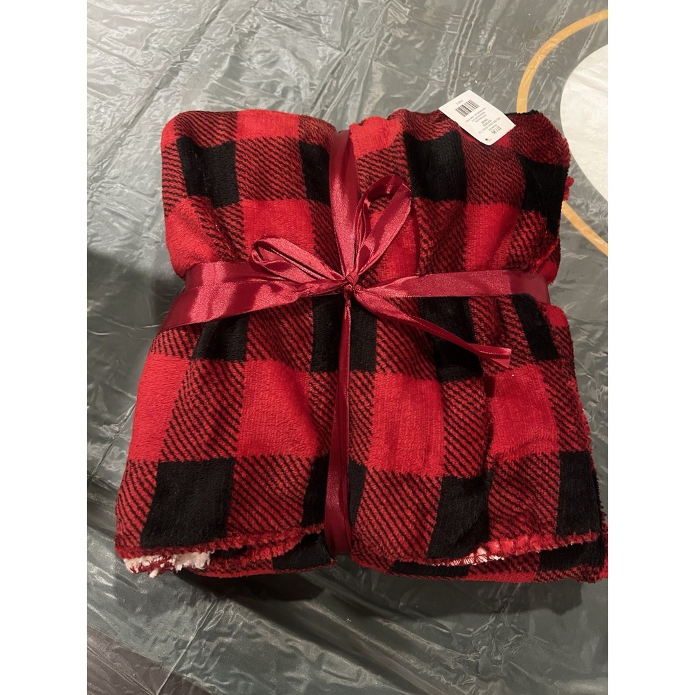 Hobby Lobby Red & Black Buffalo Check Throw Blanket Fleece 60" x 50" - 5158712